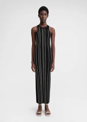 Braid rib tank dress black