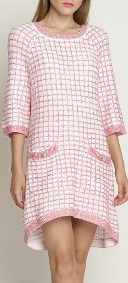 Cashmere-Blend Lattice Knit Dress