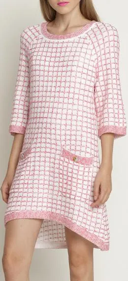 Cashmere-Blend Lattice Knit Dress