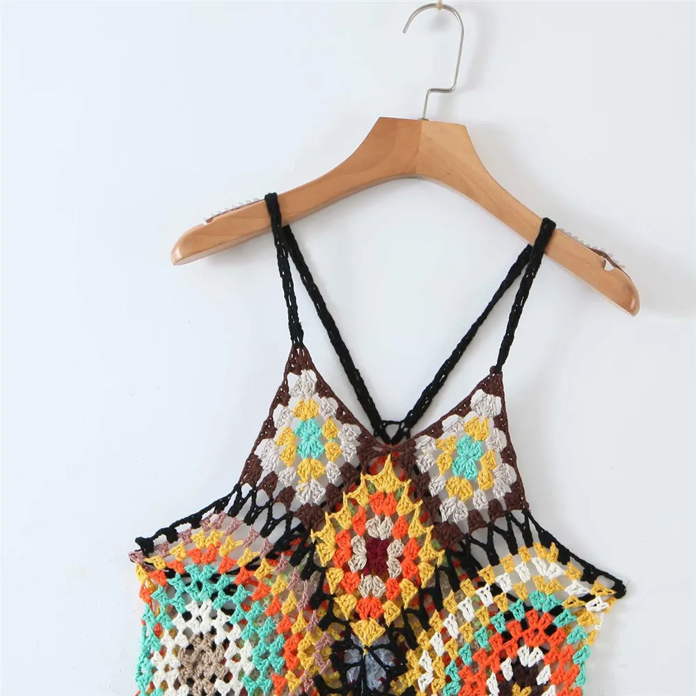 Iliana Multi-Color Patchwork Crochet Dress - 2 Colors