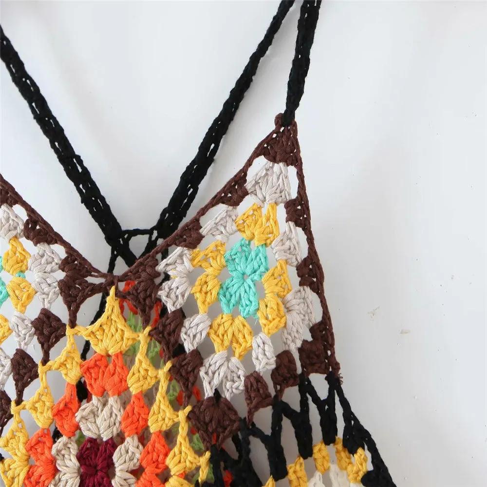 Iliana Multi-Color Patchwork Crochet Dress - 2 Colors