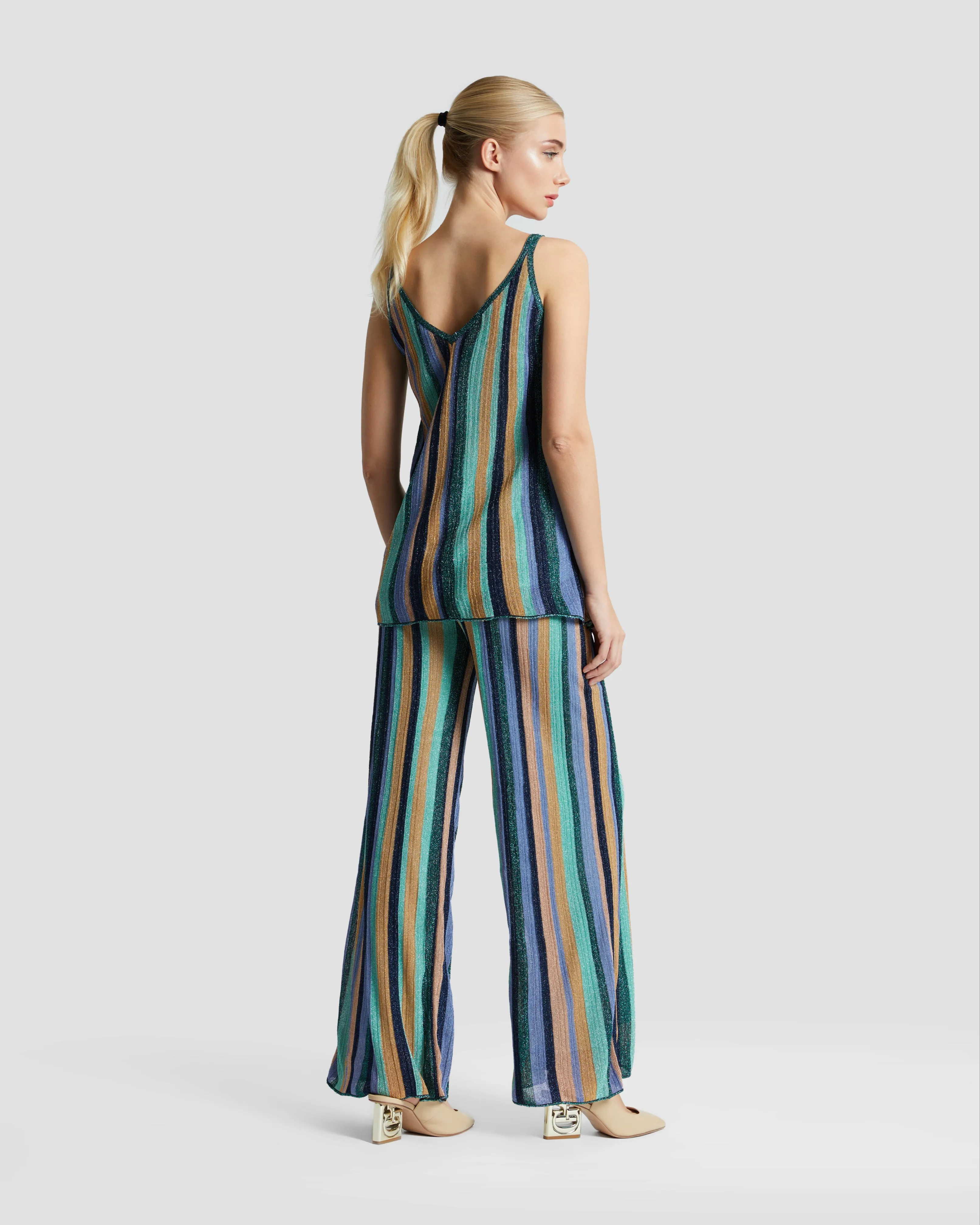Metallic Striped Knit Top