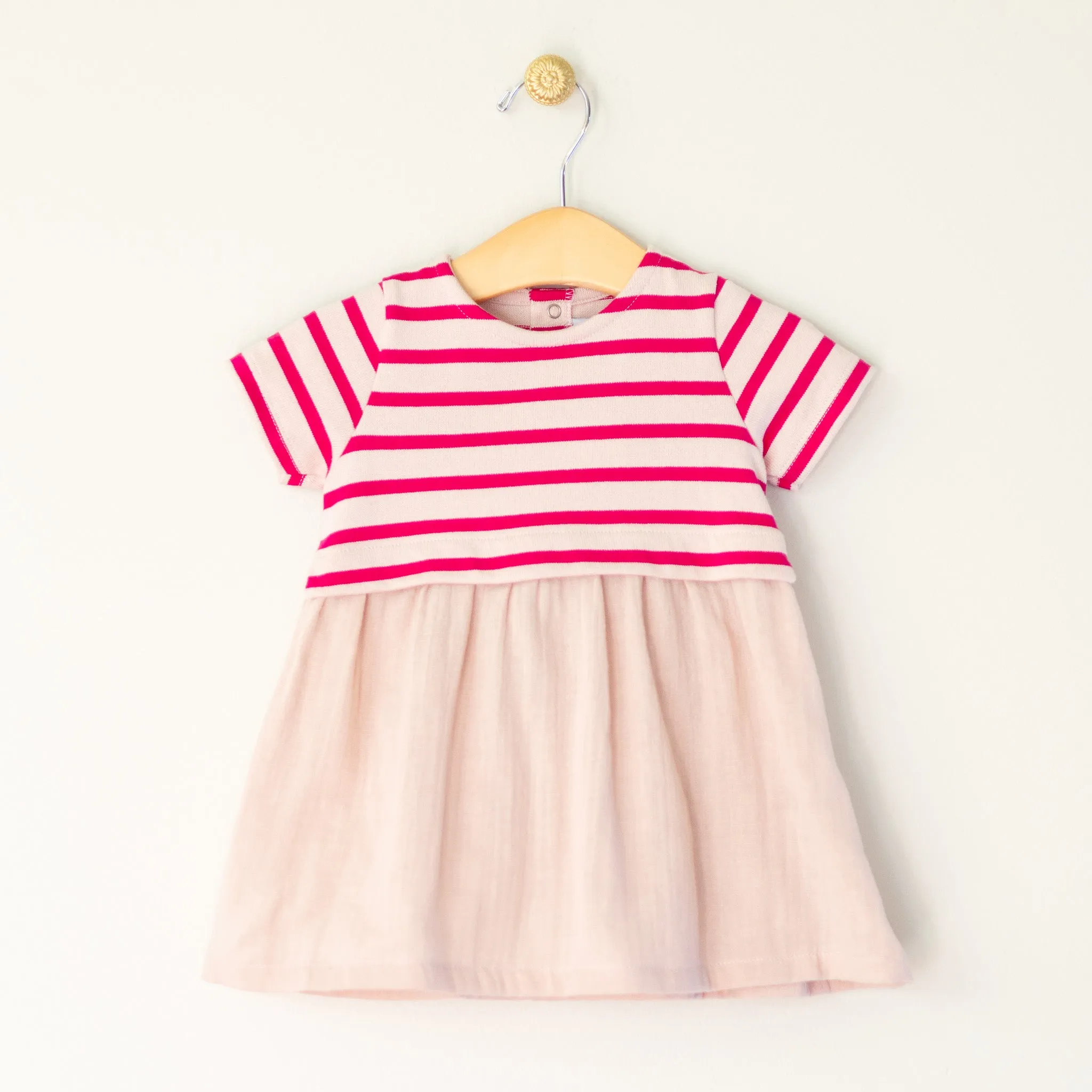 Petit Bateau Infant Fuchsia Pink Stripe Dress